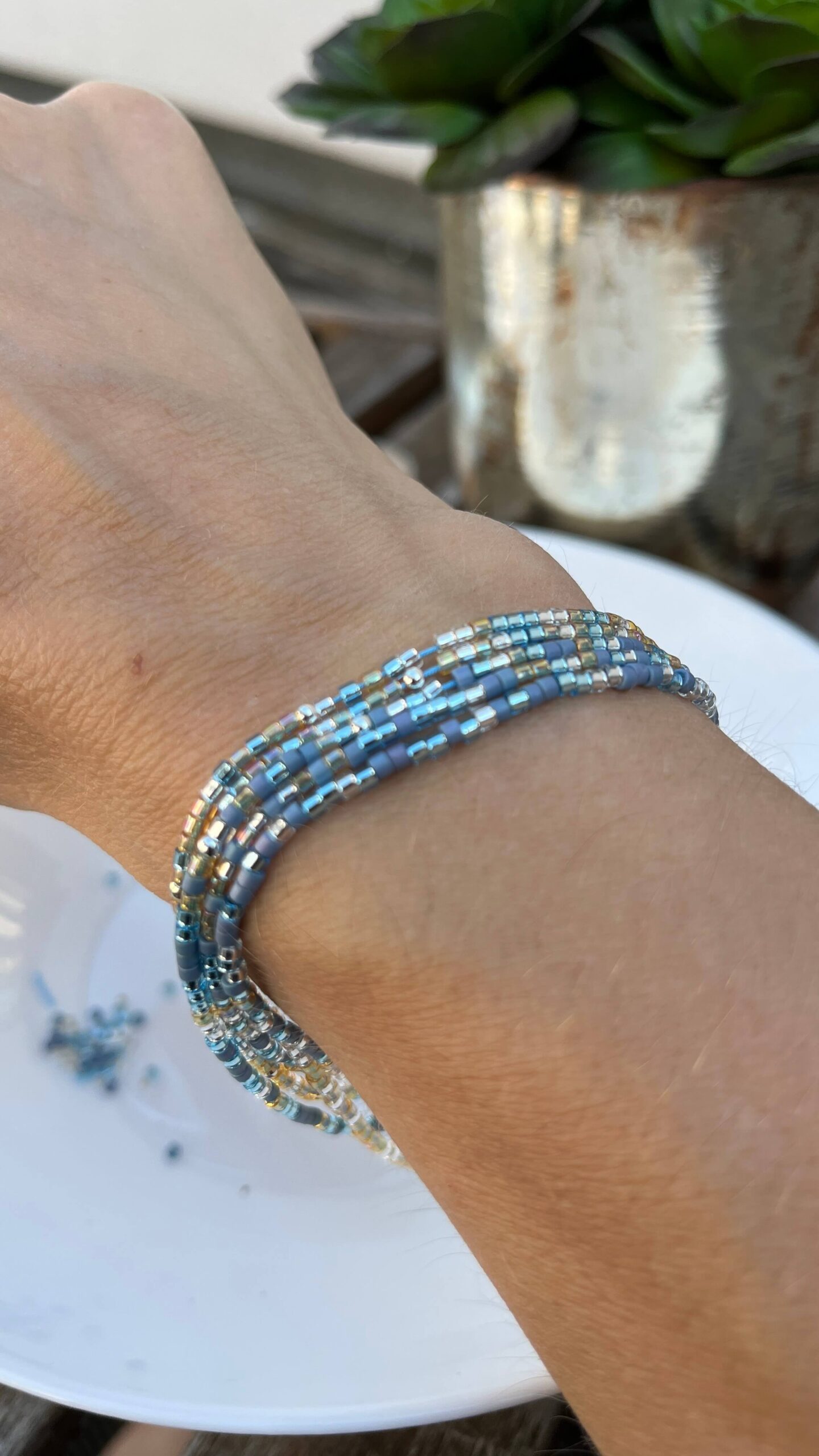 Set Farbverlauf mit Magnetverschluss blau/silber