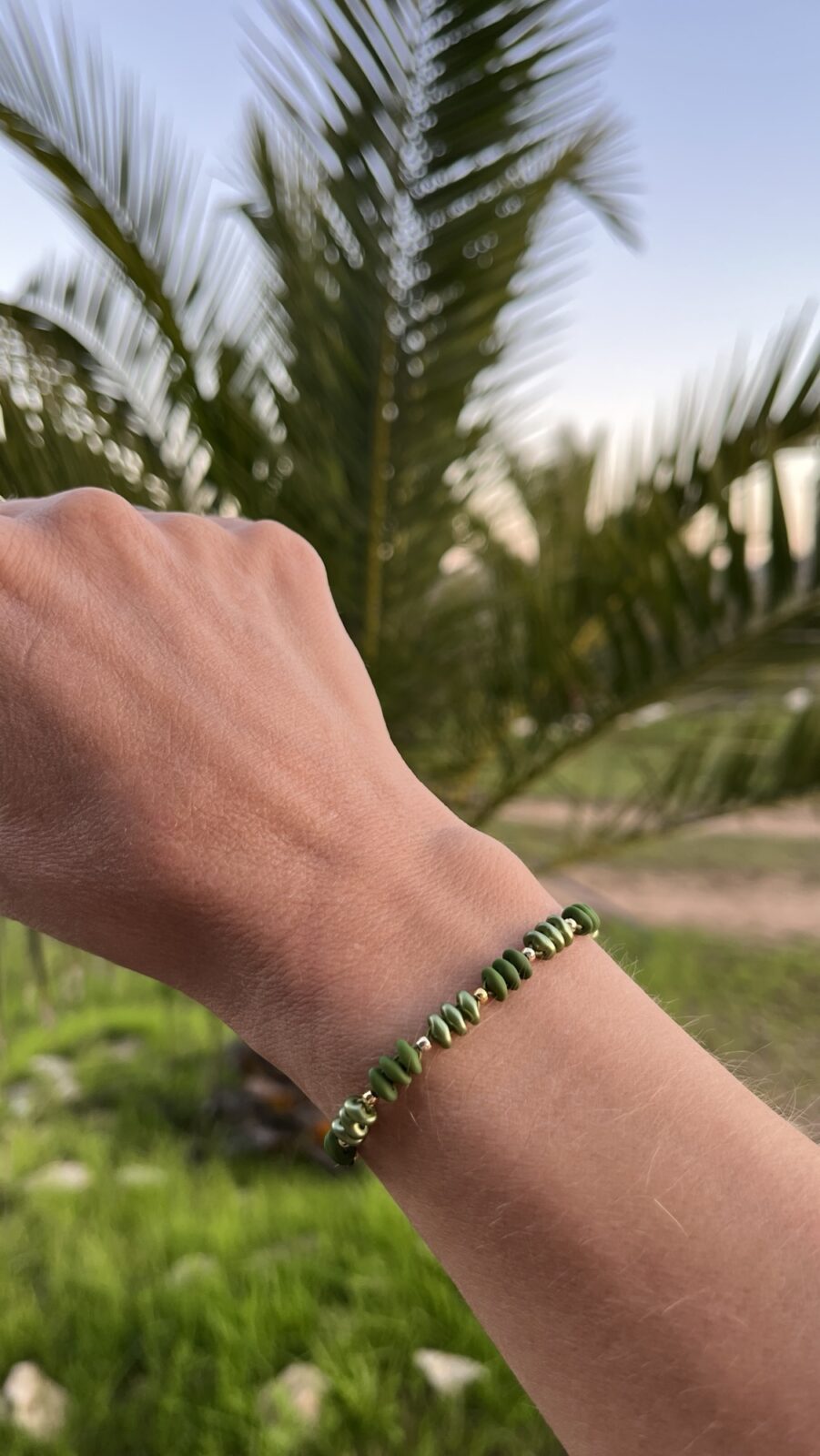 Set Armband Twin Beads - Farbkombination olivgrün