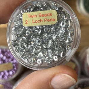 Twin Bead / 2 - Loch Perle kristall platinfarben